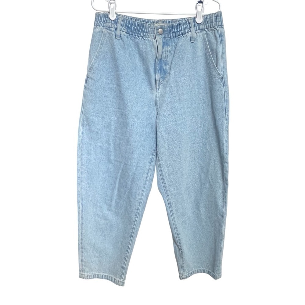Madewell High Rise Tapered Blue Jeans Size Large Balloon Light Elastic Waist